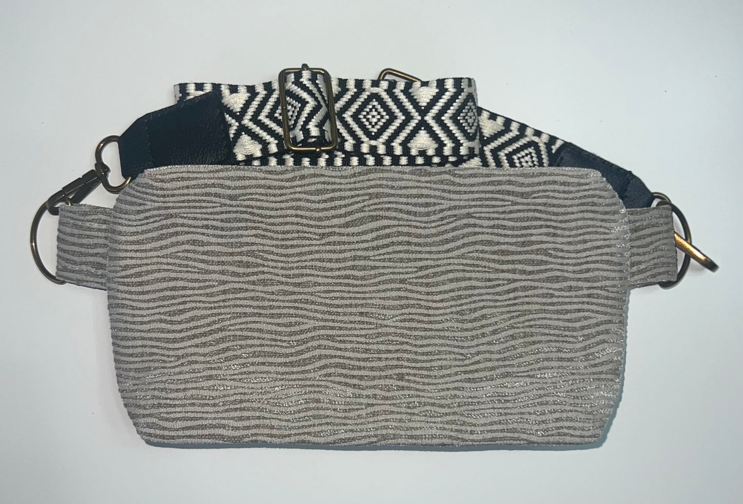 Gray/Silver velvet Crossbody