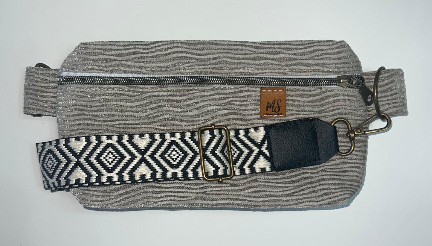 Gray/Silver velvet Crossbody