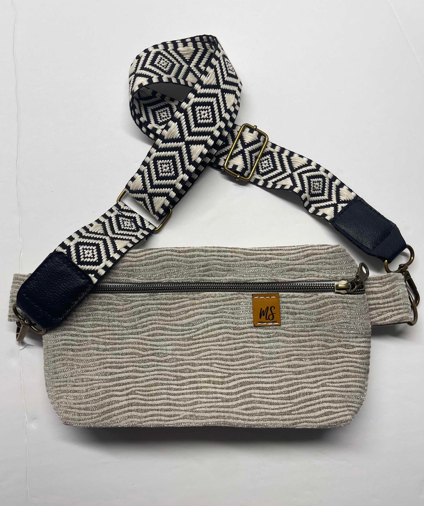 Gray/Silver velvet Crossbody