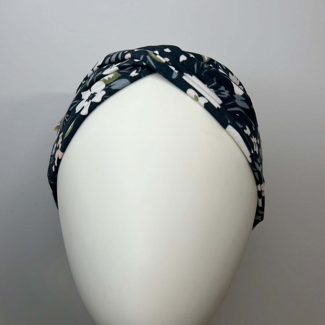 Blue with White flowers headband.