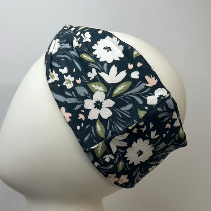 Blue with White flowers headband.