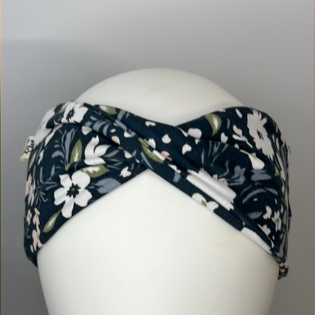 Blue with White flowers headband.