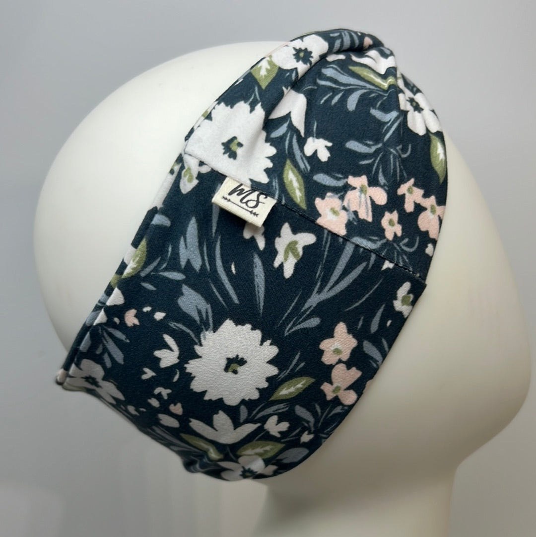 Blue with White flowers headband.