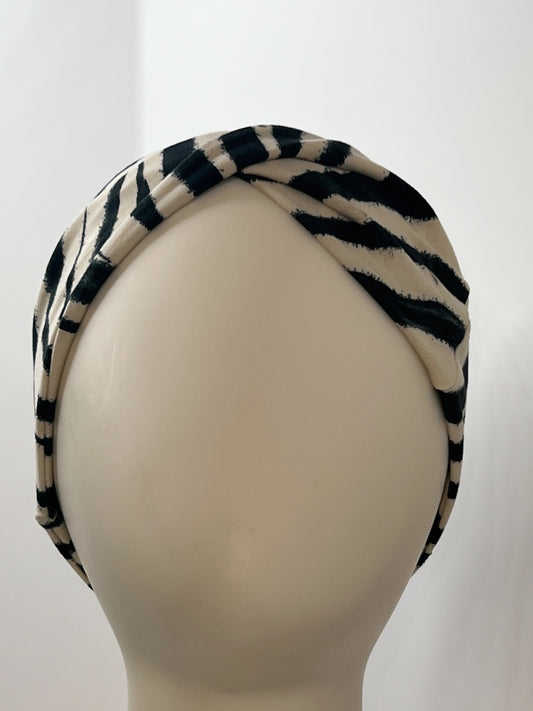 White with black lines headband.